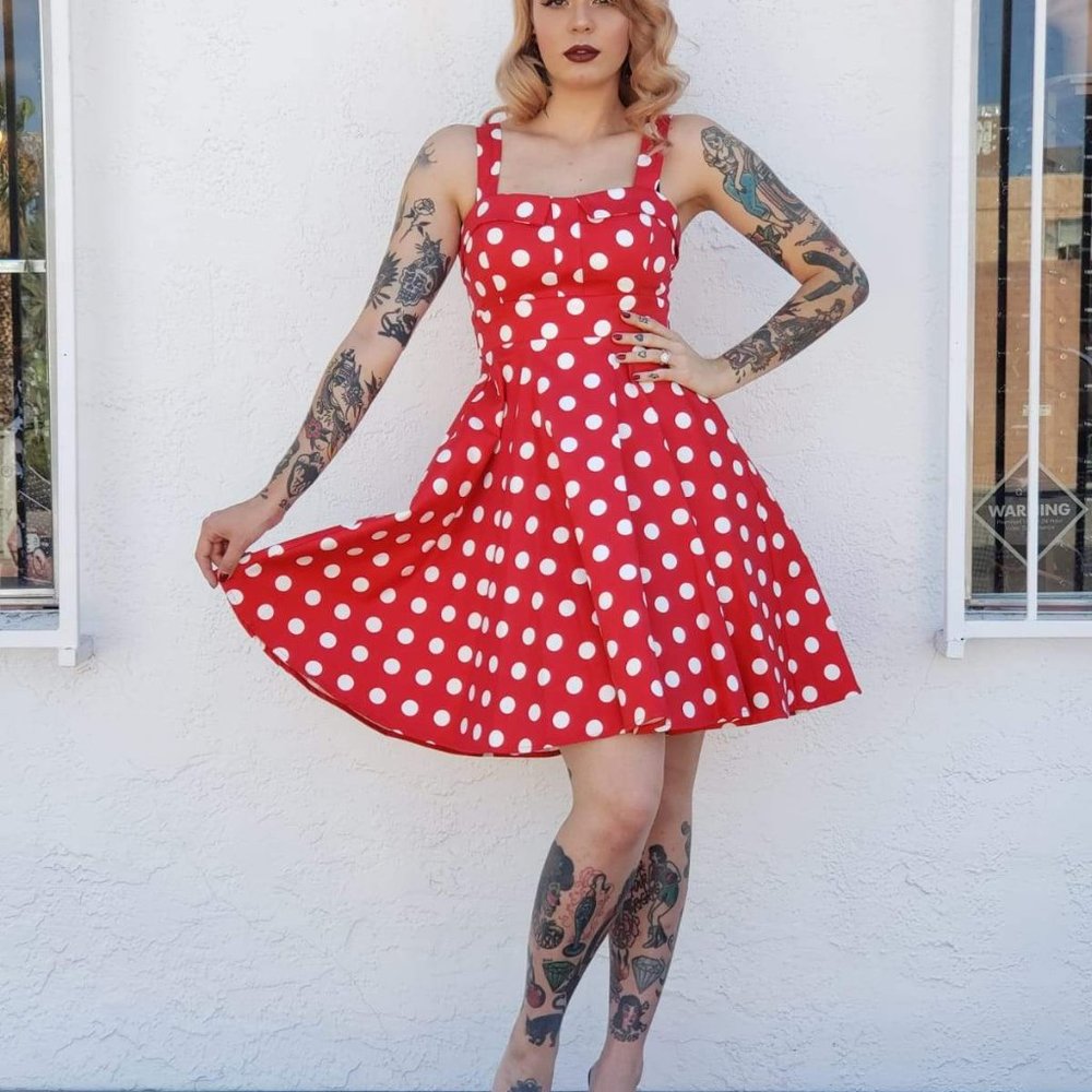Pink Polka Dot Aline Swing Dress